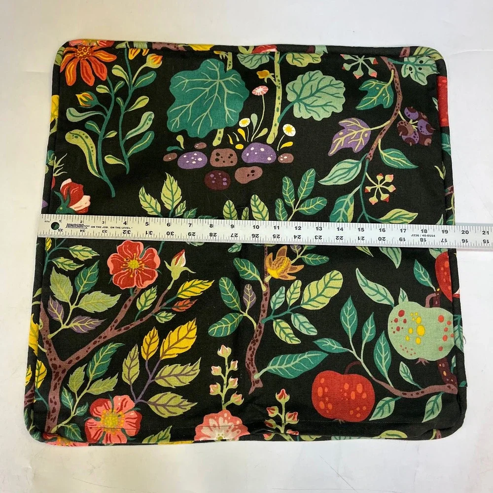 IKEA VILDPERSILJA Cushion Cover Black Multicolor Botanical Floral Print 20x20